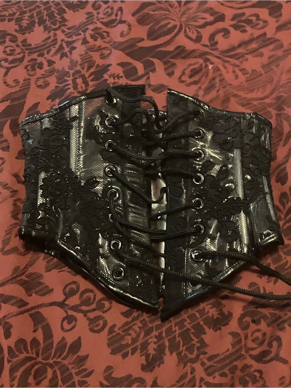 Artifice Clothing Clear PVC & Lace Angled Corset Belt - Picture 3 of 5